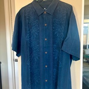Men's Tommy Bahama Navy Blue Silk Short Sleeve Shirt